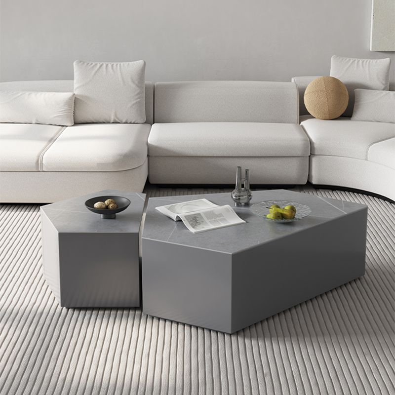 13"H Contemporary Coffee Table Grey Coffee Cocktail Table with Drawer