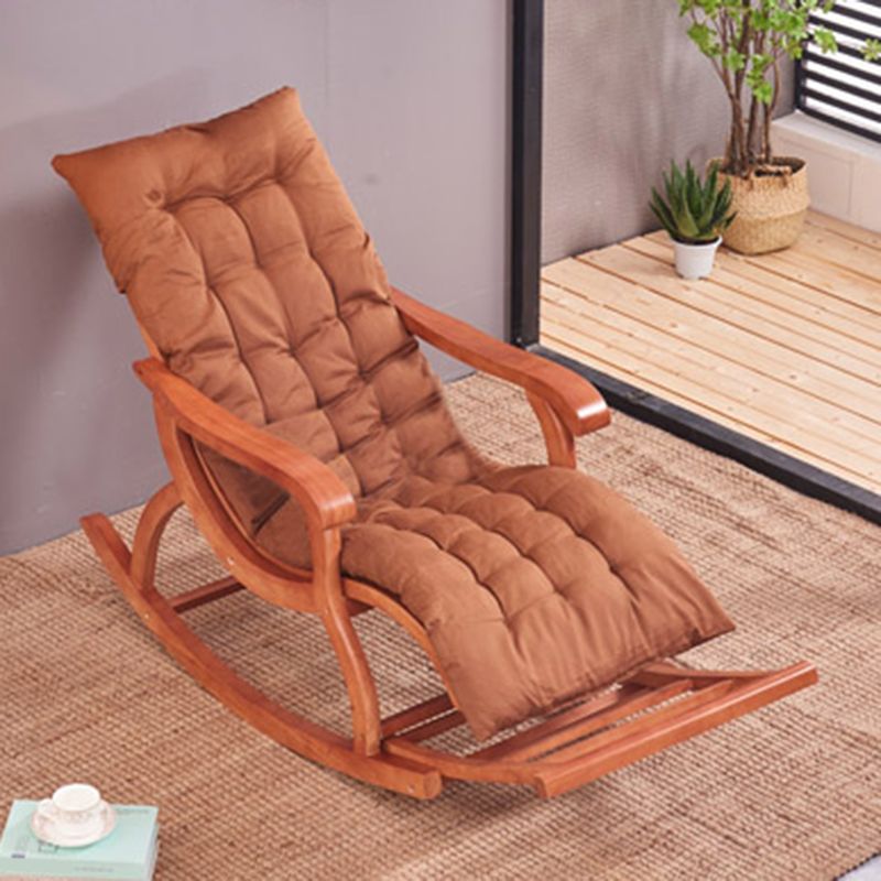 Traditional Rocking Chair Rubber Wood Frame Trapezoidal Back Indoor Rocking Chair