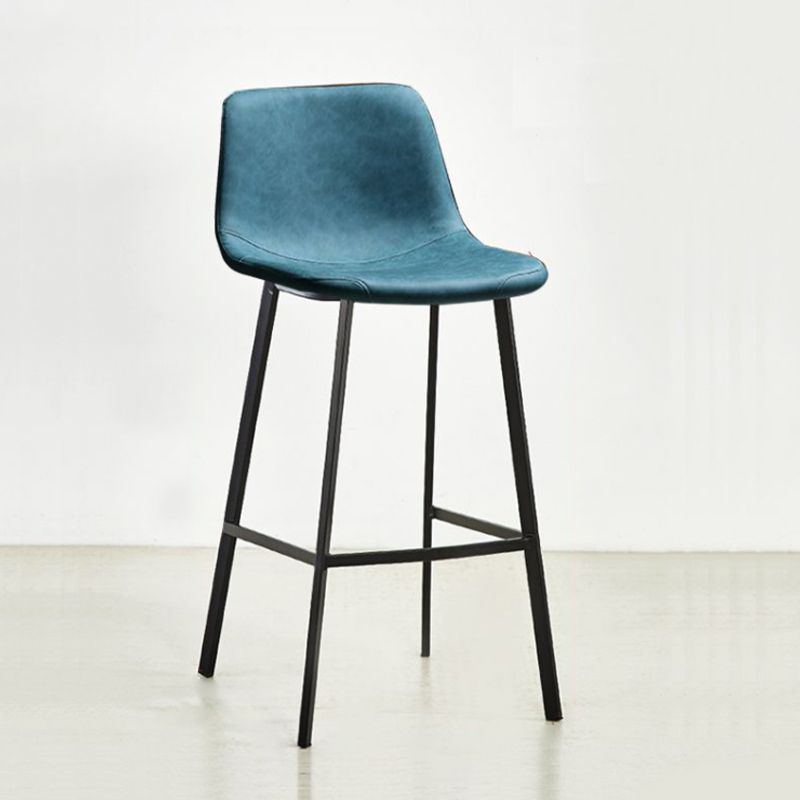 Indoor Leather Counter Chair Bucket Footrest Industrial Counter & Bar Stool