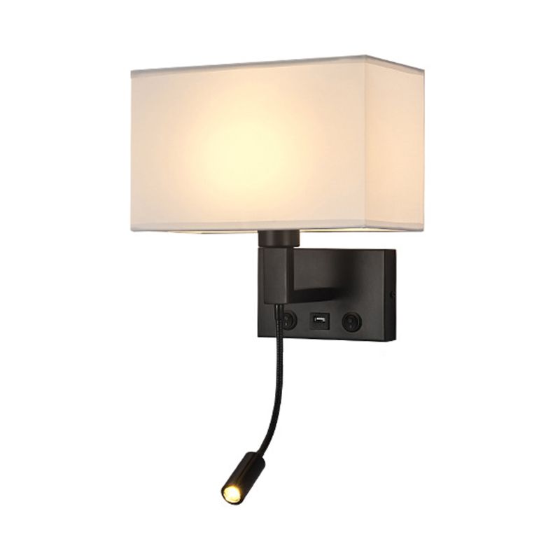 Modern Rectangular Wall Mount Lamp Fabric 2 Lights Wall Light Fixture