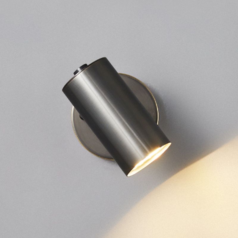 Metal Cylinder Shape Wall Lighting Modern Style 1 Light Wall Light Sconce in Black