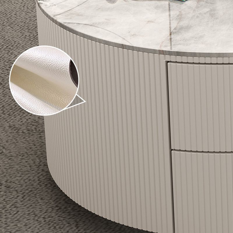 Contemporary Round Coffee Table 2-Piece Coffee or End Table in White and Grey