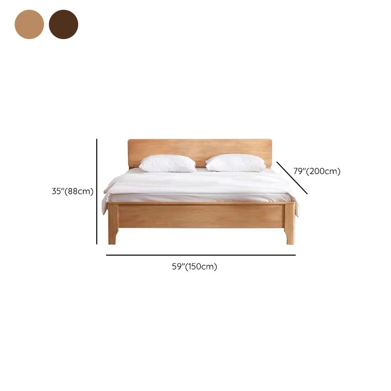 Modern Solid Wood Panel Bed Rectangular Standard Bed with Headboard