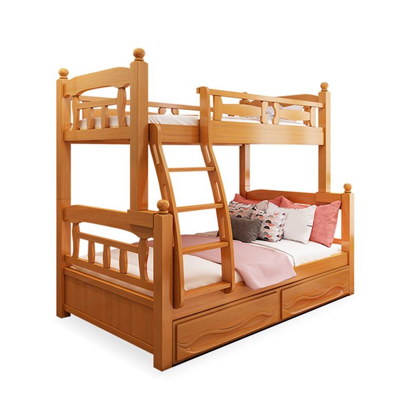 Solid Wood Bunk Bed Modern Style Natural Bunk Bed with Headboard