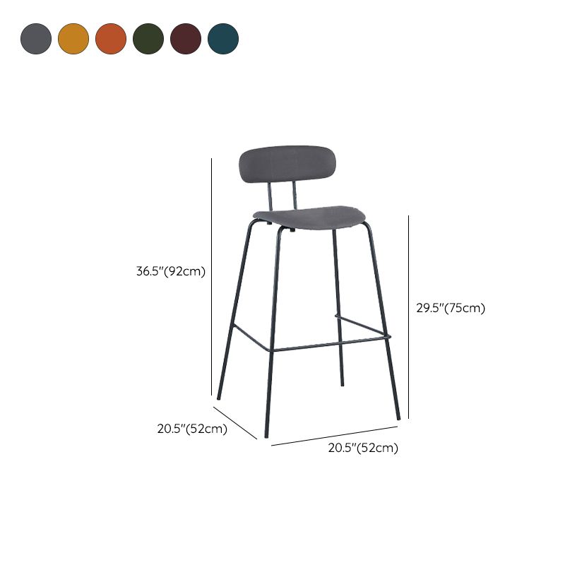 Modern Backrest Armless Counter Stool Leather Upholstered Bar Stool with Metal Base