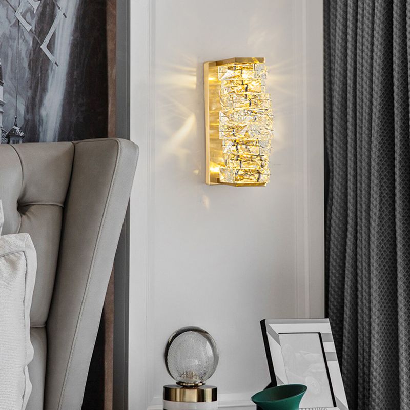 1-Light Geometric Sconce Light Fixture Modern Crystal Wall Light