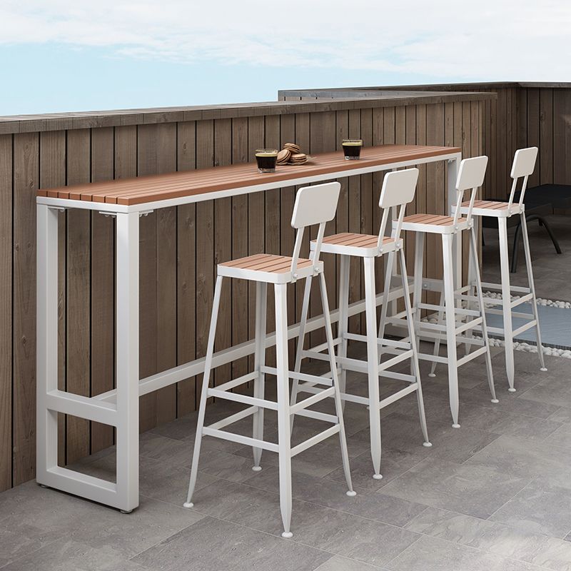 Industrial 1/5 Pieces Metal Bar Table Set Reclaimed Wood Bar Height Set for Outdoor