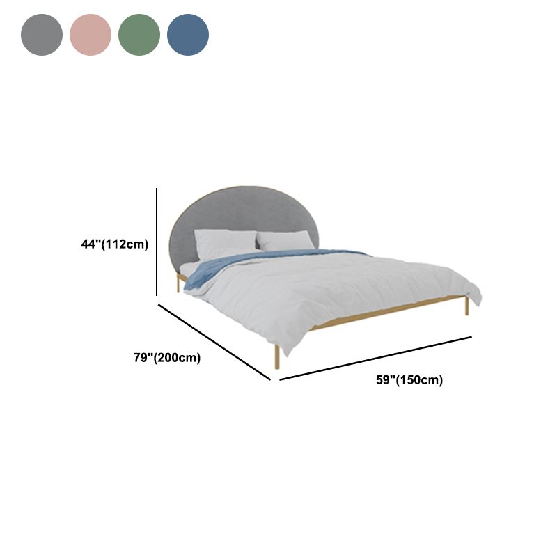 Glam Metal and Upholstered Bed Frame with Arched Upholstered Headboard