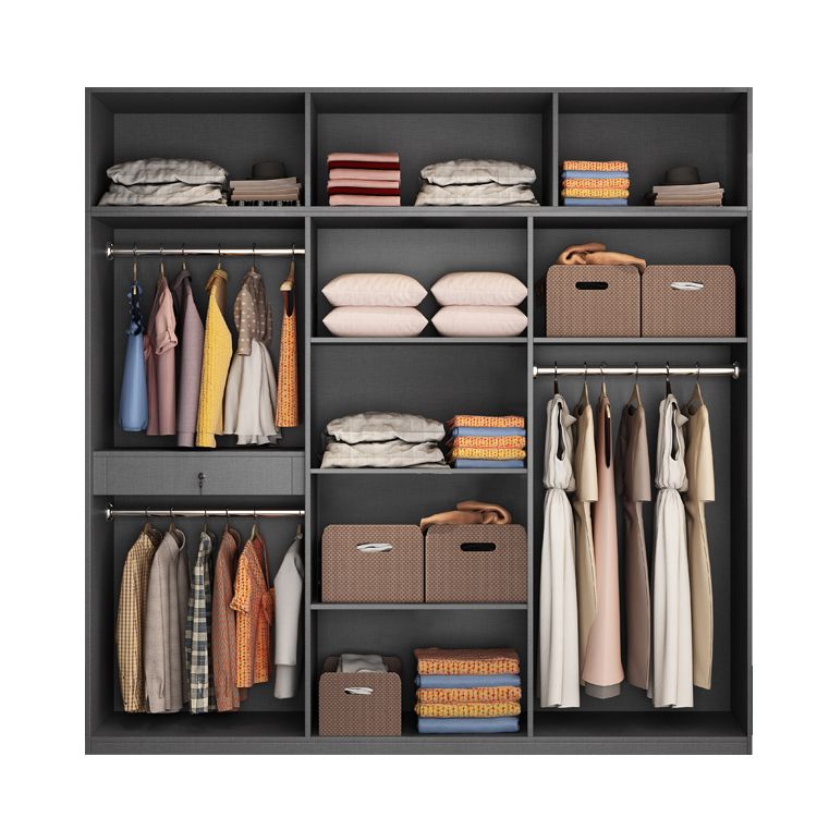 Contemporary Style Wardrobe Armoire Engineered Wood Wardrobe Cabinet for Bedroom