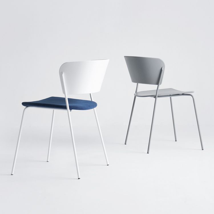 Contemporary Metal Stackable Chairs Kitchen Dining Room Open Back Side Chair