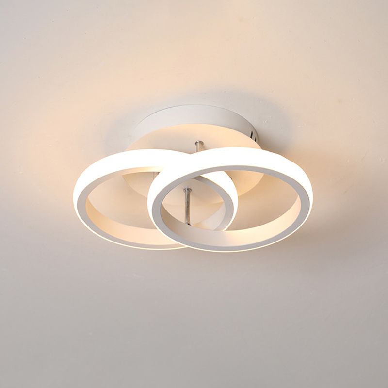 Petit plafonnier rond/carré/lune moderne en métal noir/blanc, éclairage LED Semi-encastré pour couloir