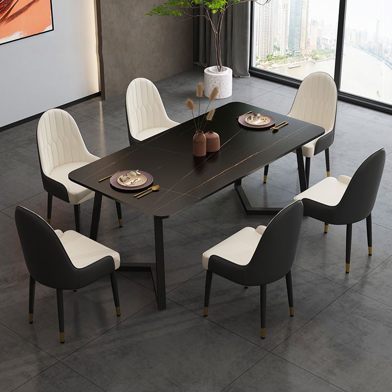 Modern Stone Rectangle Dining Table 1/2/5/7 Pieces Dining Set for Kitchen
