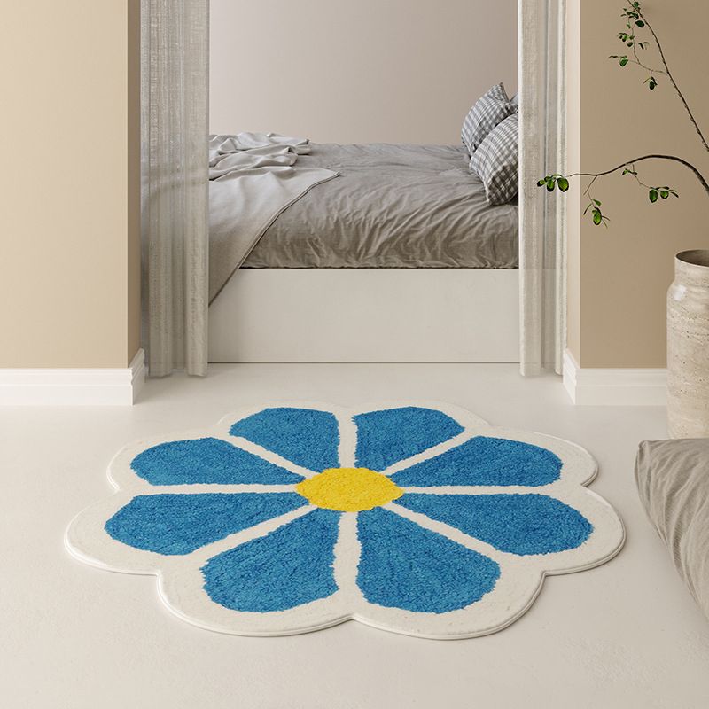 Flower Shaped Rug Indoor Rug Anti-Slip Washable Easy Care Area Carpet for Bedroom