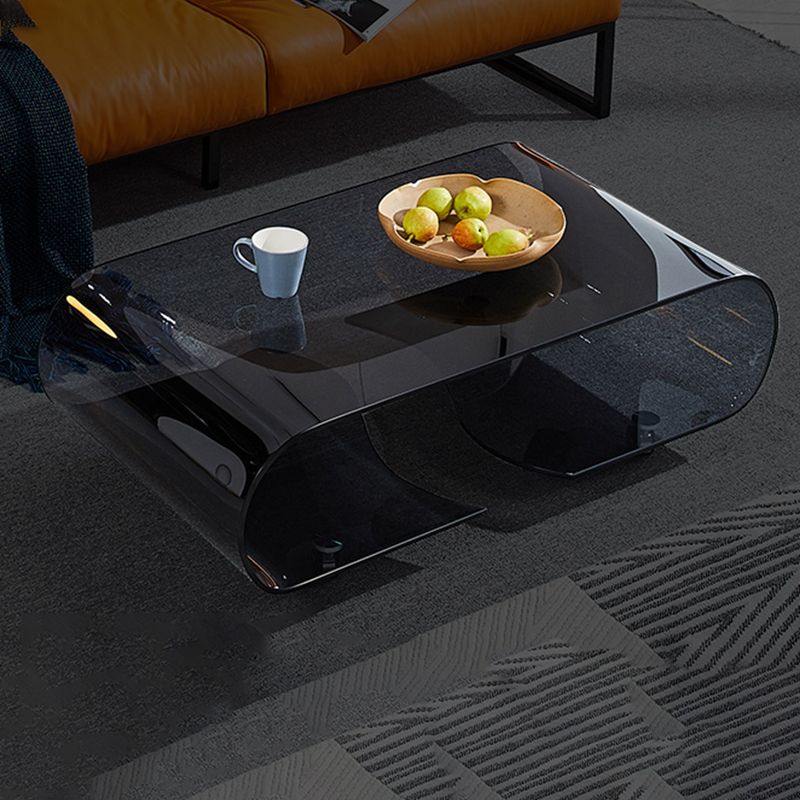 Geometric Glass Coffee Table with Casters Contemporary Shelf Included Cocktail Table