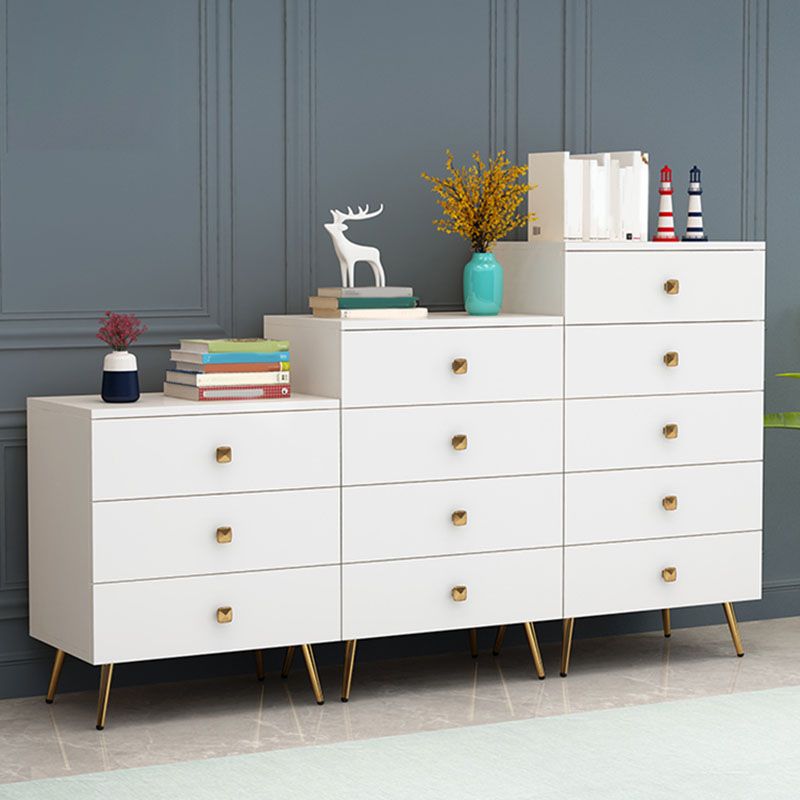 Classic Glam White Storage Chest Vertical Wood Dresser for Bedroom