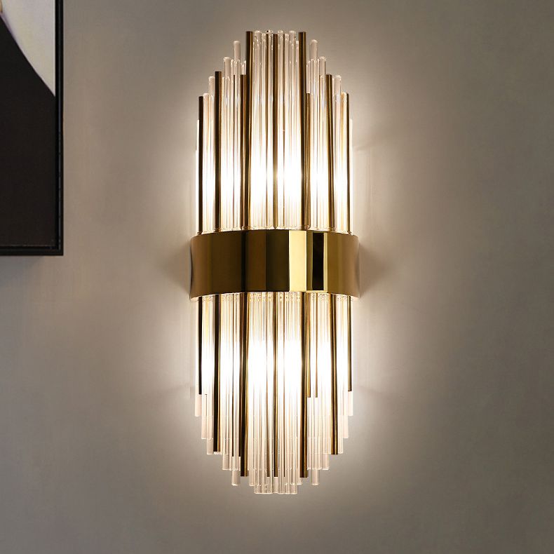 Sconce da muro scintillanti a 2 luci in moderna lampada a parete di rame in stile lusso con tonalità di cristallo
