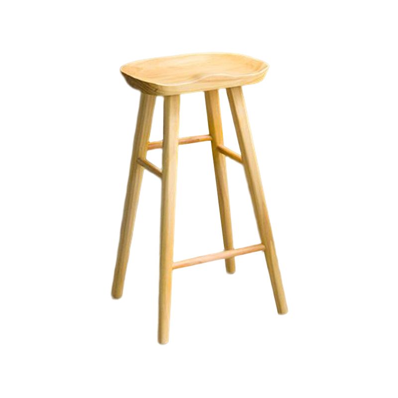 Modern Style Wood Saddle Seat Barstools Backless Stools with Wood Legs
