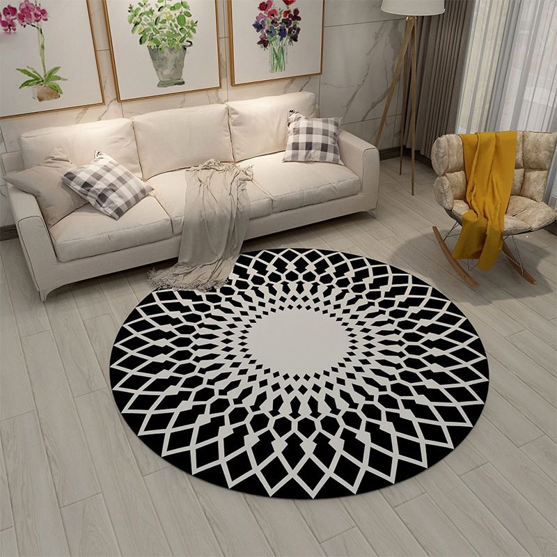 Schwarzer und grau geometrischer Muster Teppich Polyester Innenteppich Färbemittelebiet Teppich