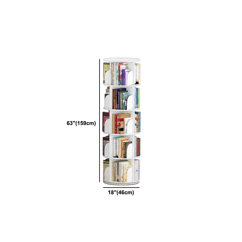 Modern White Bookcase Corner Engineered Wood Bookshelf with Rectangular Shelves
