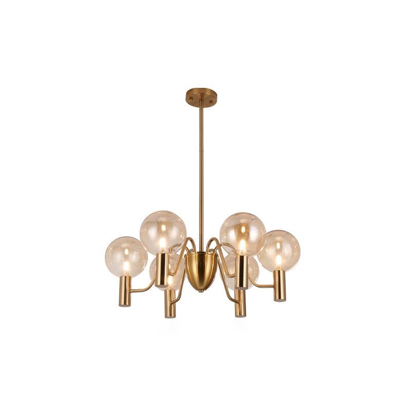 Glass Gold Pendant Light in Modern Luxury Style Wrought Iron Globe Chandelier for Dining Room