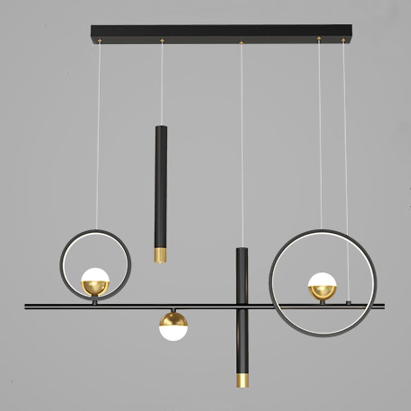 Geometric Island Lights Contemporary Metal Island Chandelier Lamp in Black