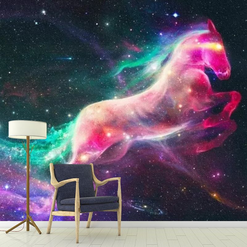 Custom Photography Simple Mural Wallpaper for Living Room Decor with Nebula Design in Red and Green