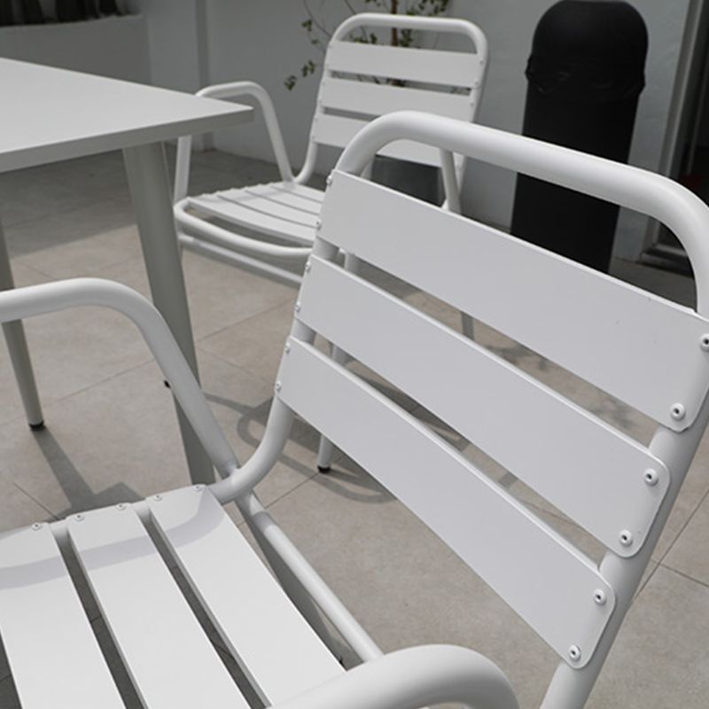 Industrial Armchair Open Back Metal Patio Dining Chair with Arm