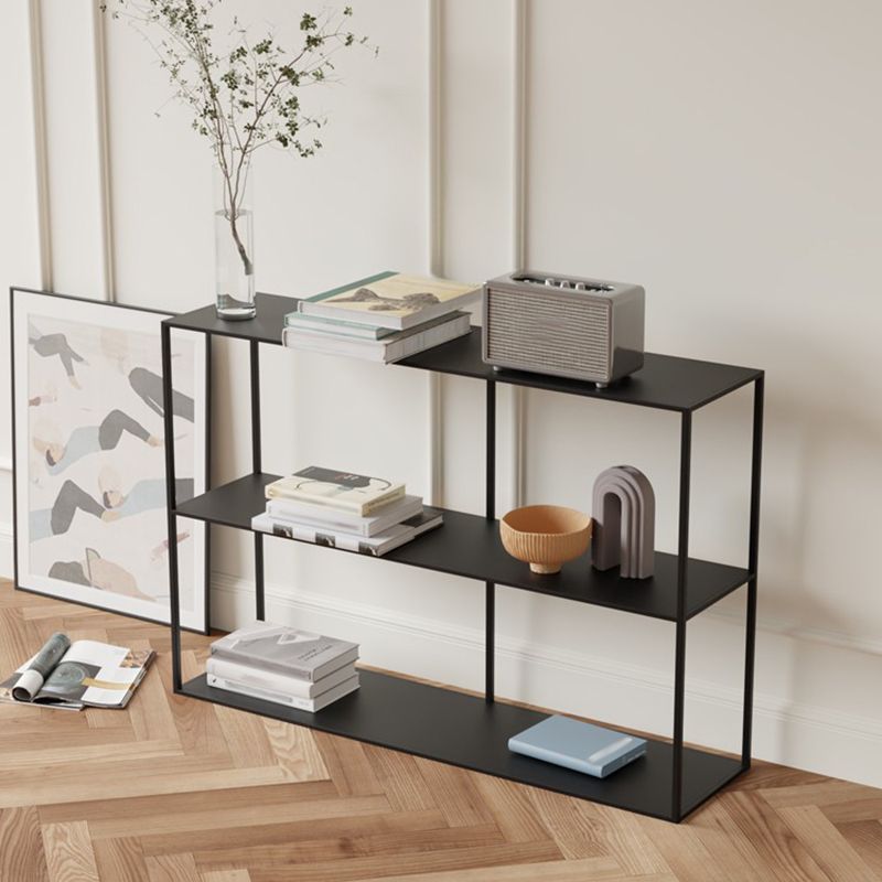 Modern Metal Open Storage Bookcase Black / White Bookshelf with Shelves