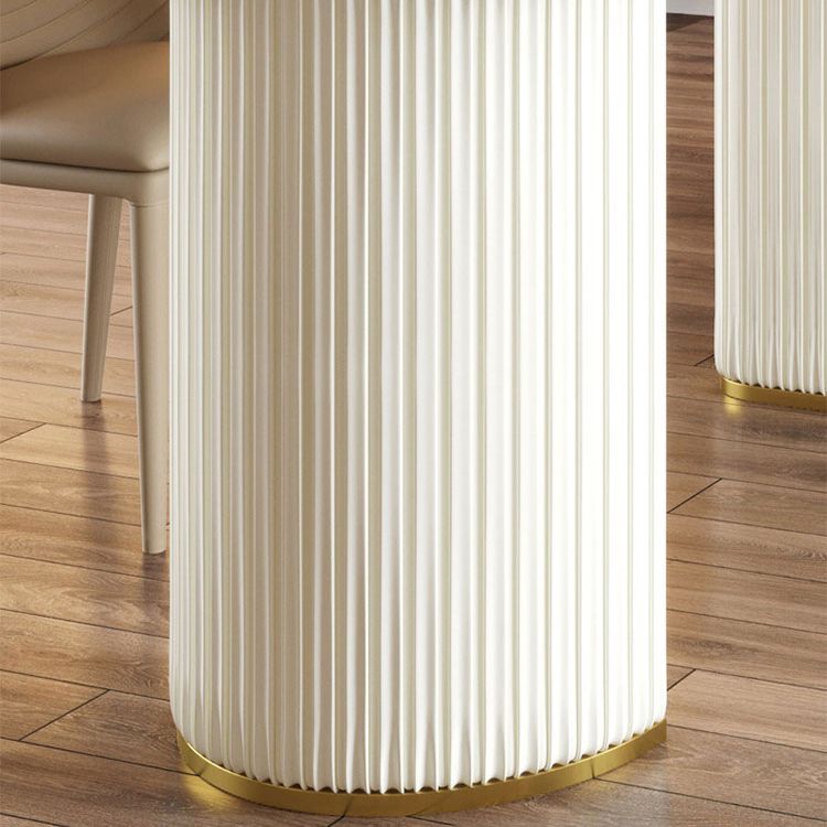 Sintered Stone White Dining Table Simplicity Double Pedestal Table for Dining Room