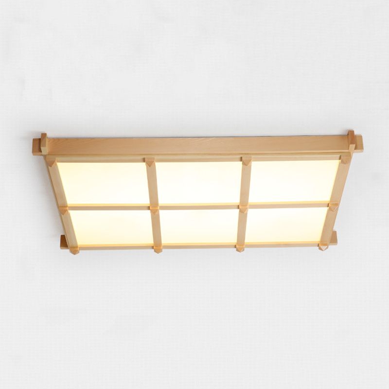 Square Flush Mount Minimalism Wood Flush Mount Light for Dining Room