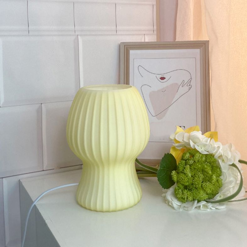 Mushroom Night Table Lamps Modern 1-Light Nightstand Lights with Glass Shade for Bedroom