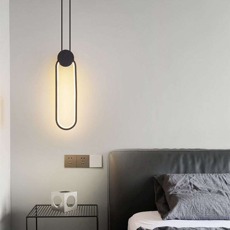 Geometrieform Pendelleuchte zeitgenössische Metall 1 Licht Anhänger Beleuchtung in Schwarz