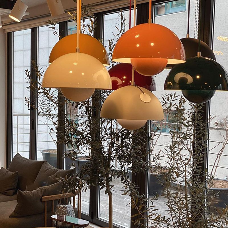 Round Shape Metal Hanging Light Nordic Macarons 1-Light Hanging Mounted Light