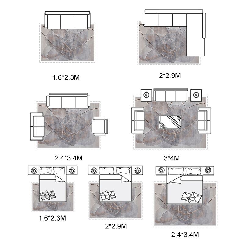 Grey Line Pattern Area Carpet Polyester Modern Area Rug Stain Resistant Rug for Home Decor
