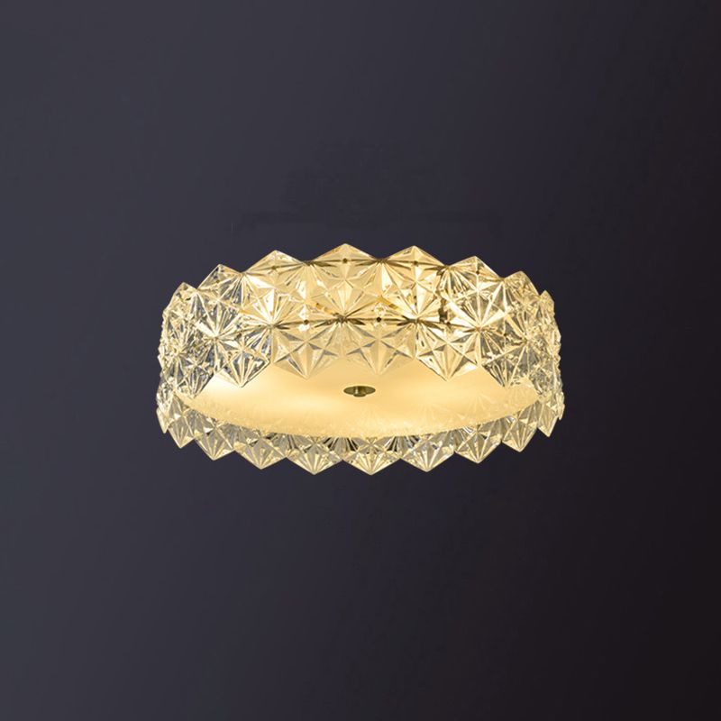 Geometric Crystal Circular Flushmount Ceiling Lamp Modern Style Gold Flush Mount Lighting for Bedroom