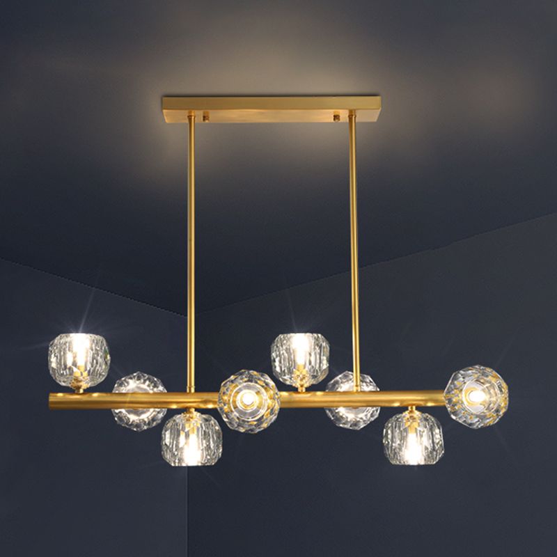 Globe Crystal Island Lighting Fixture Modern Elegant Ceiling Pendant Light for Dining Room