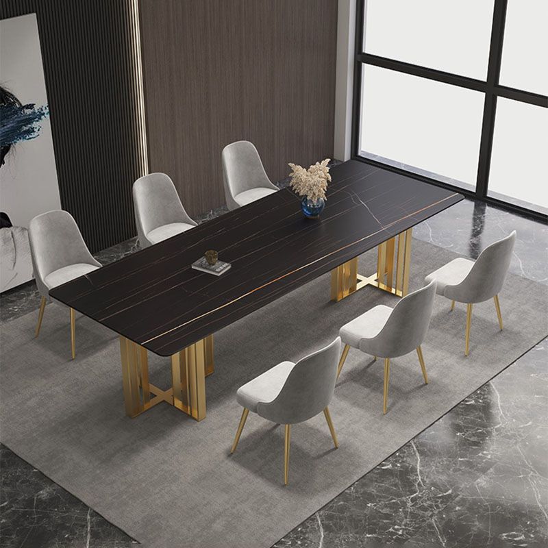 Industrial Style Dining Table Sintered Stone Rectangle Table for Dining Room