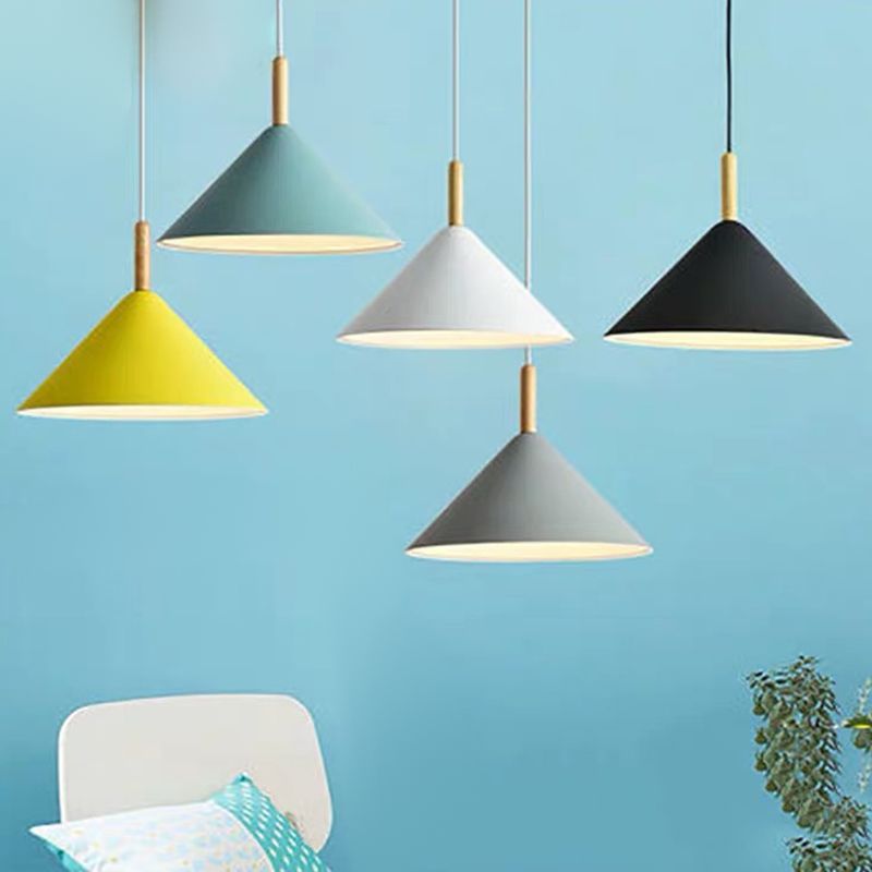 1 illuminazione a sospensione di cono leggero a cono moderno illuminazione sospesa in metallo per sala da pranzo