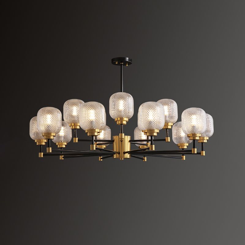 Brass Geometric Shape Chandelier Modern Chandelier Lamp with Prismatic Glass for Bedroom