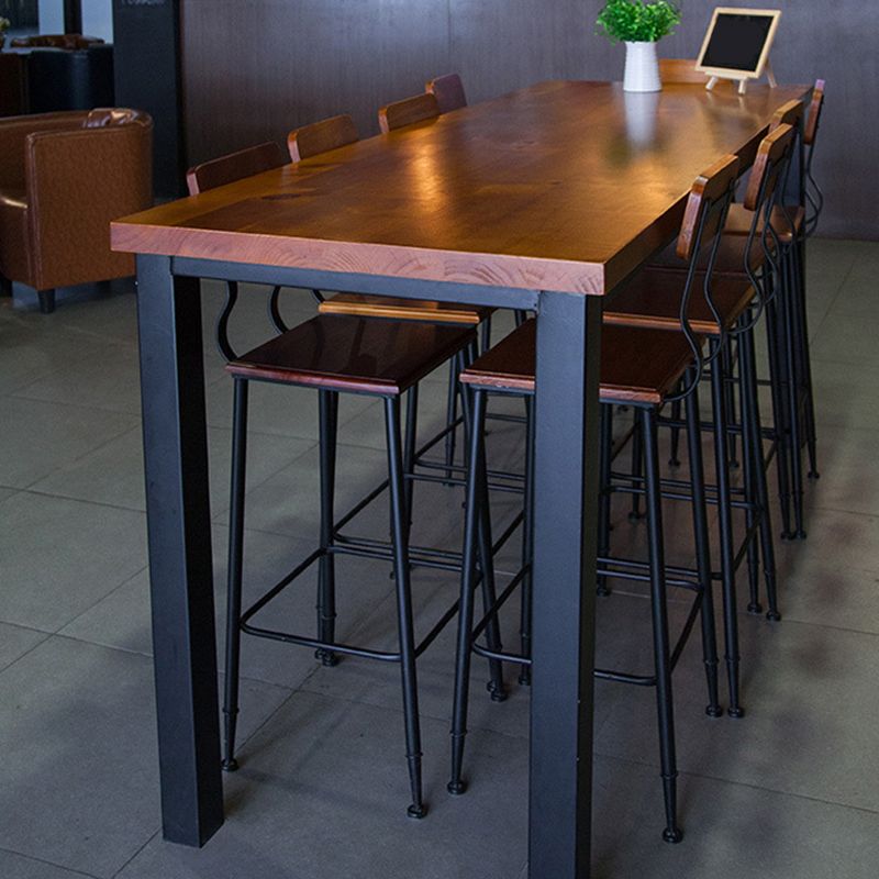 Wood Top Bar-height Table Black and Metal Legs Bar Table for Patio Use