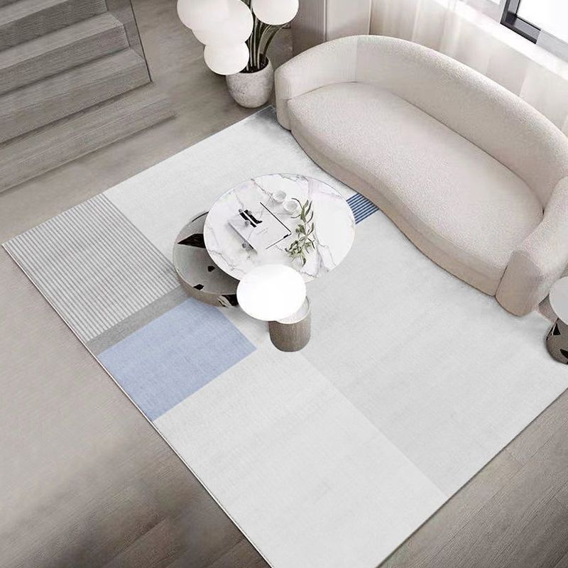 Light Gray Modern Rug Streak Polyester Rug Washable Rug for Living Room