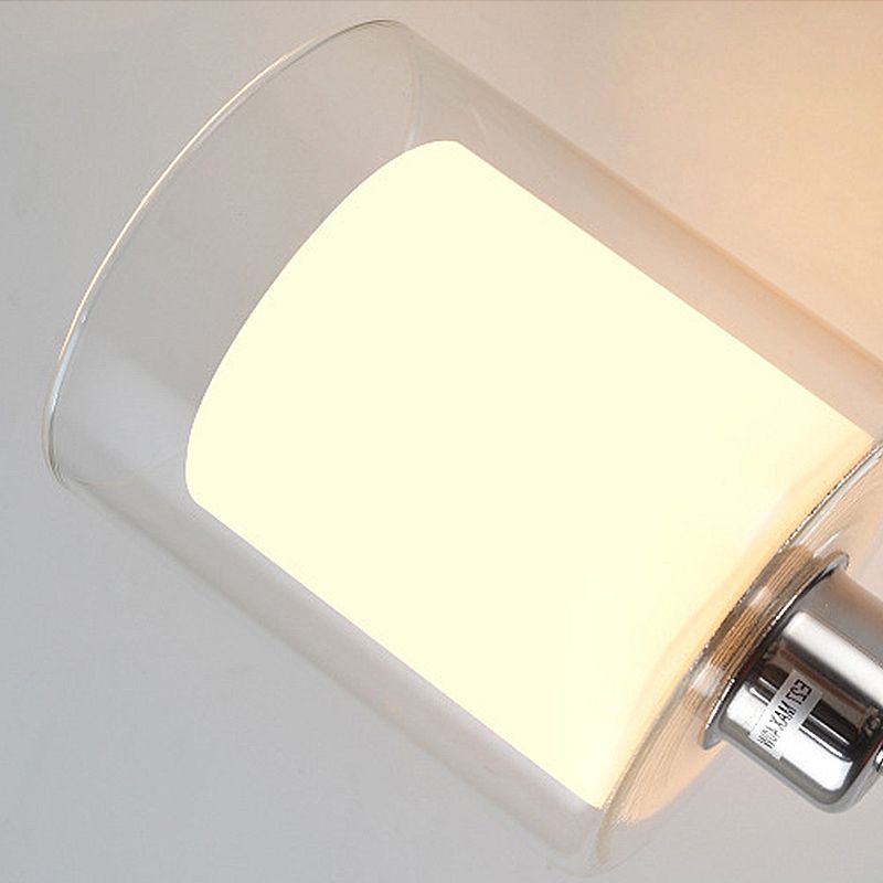 1-Light Modernism Wall Light, Torch Design with Golden/Chrome Finish, Cylinder Shaped Glass Shade
