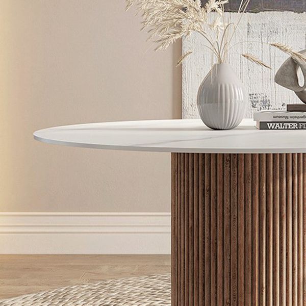 Round Dining Table Contemporary Dining Table with Solid Wood Pedestal