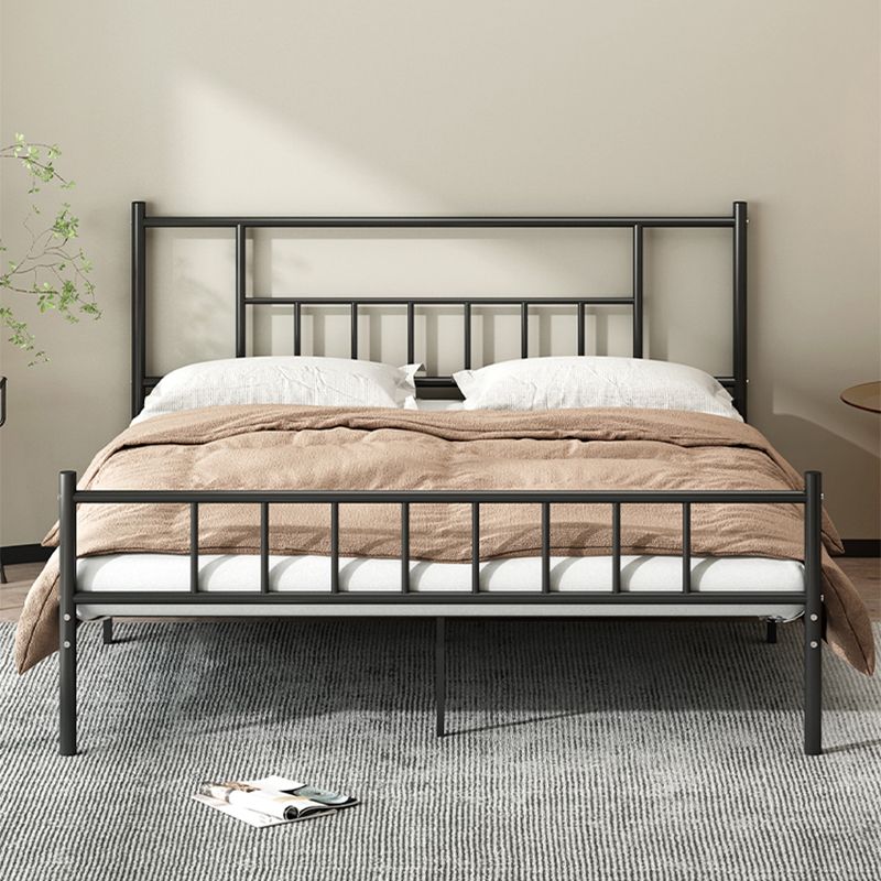 Iron Bde with Rectangular Headboard and Metal Legs in Solid Color