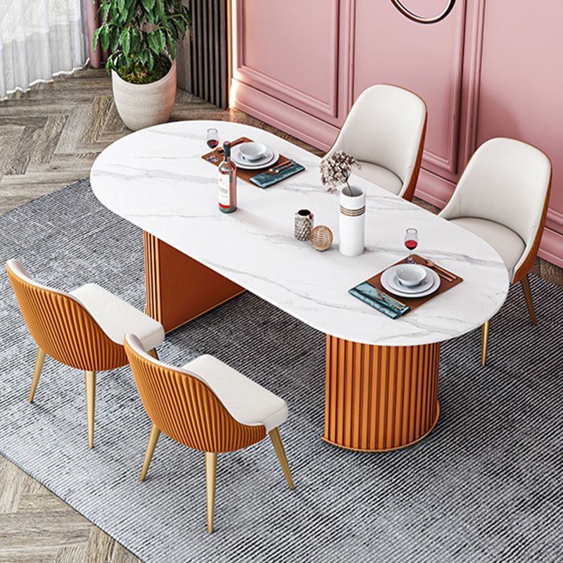 Stone Top Dining Table Contemporary Oval Dining Table with Sled Base