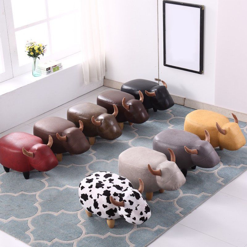 Leather Standard Stool Modern Style Simple Household Cow Stool