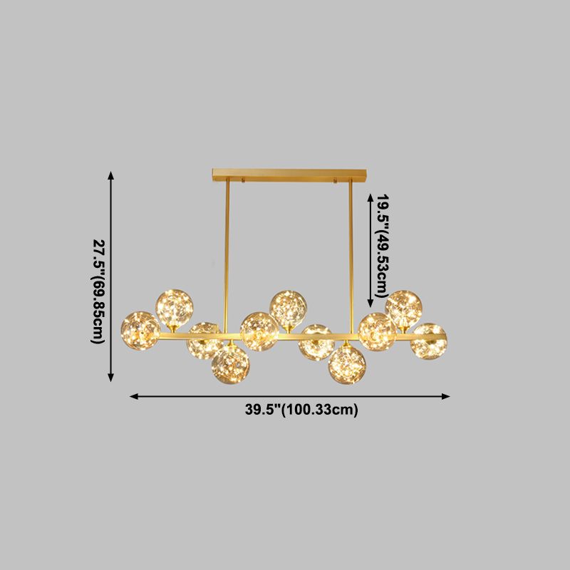 Contemporary Island Light Fixtures Sphere Glass Island Lights in Gold