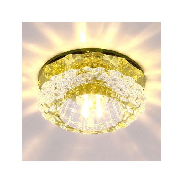 Floral Shape Crystal Flush Mount Round Flushmount Ceiling Fixture