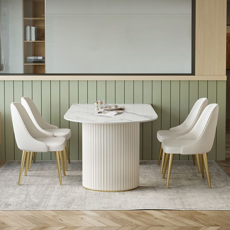 Free Form Dining Room Table Luxury Sintered Stone Double Pedestal Table