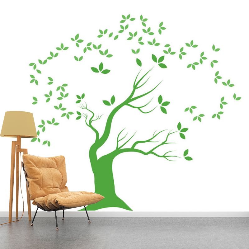 Green Tree Wall Paper Murals Stain-Resistant Childrens Art Kids Bedroom Wall Decor
